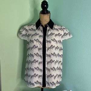 Alive and Olivia Latrina Zebra Print Blouse Size M